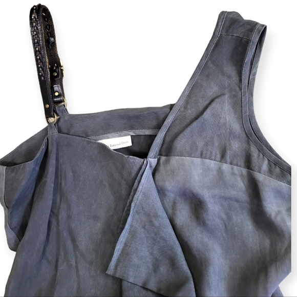 Society for Rational Dress Gray Tencel Leather Strap Asymmetric Dress Large - Picture 4 of 7